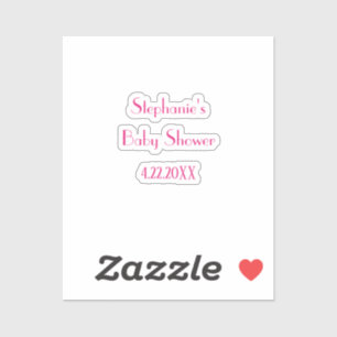 Baby Shower Girls Pink Custom Name Elegant 2024
