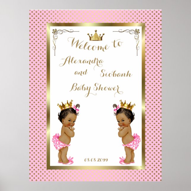 Baby Shower Girls TWINS,pink,elegant,40x52 150pp 2 Poster (Front)