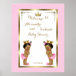 Baby Shower Girls TWINS,pink,elegant,40x52 300pp Poster