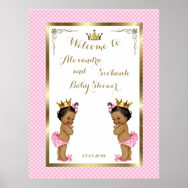 Baby Shower Girls TWINS,pink,elegant,40x52 300pp Poster (Front)