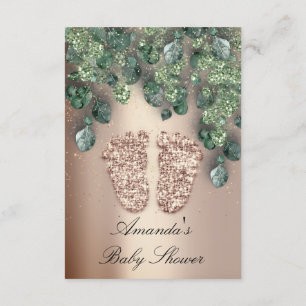 Baby Shower Glitter Feet Rose Woodland Gold Invitation