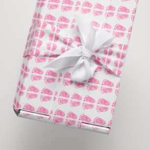 Baby Shower Glitter Girl Pink Rose White Feet Wrapping Paper