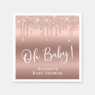 Baby Shower Glitter Rose Gold Personalised Napkin