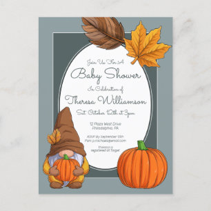 BABY SHOWER Gnome Autumn Fall Invitation Postcard