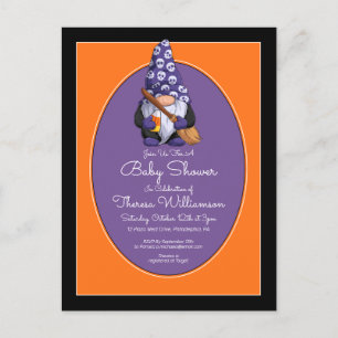 BABY SHOWER   Gnome Halloween Invitation Postcard
