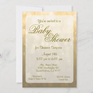 Baby Shower Gold Bokeh Lights Invitation