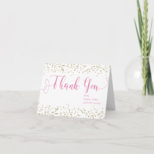 Baby Shower Gold Confetti Baby Girl Thank You Card