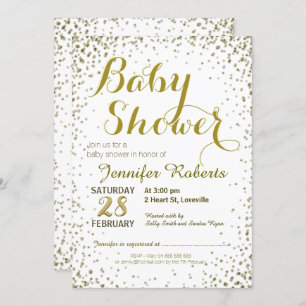 Baby Shower   Gold Glitter Stars Invitation