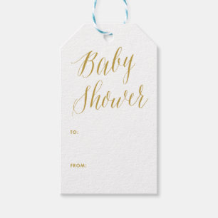 Baby Shower Gold Modern Calligraphy Gift Tag