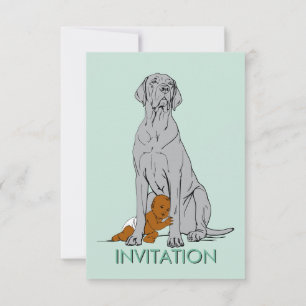 baby shower great dane Minimal Drawing Invitation