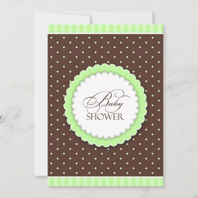 Baby Shower Green Brown Flat Card (Front)