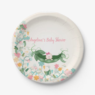 Baby Shower Green Pea Pods Bald Baby Paper Plate