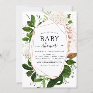 Baby Shower Greenery Botanical Geometric Elegant Invitation