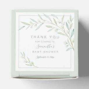 Baby Shower Greenery Elegant Watercolor Foliage Favour Box