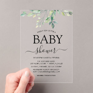 Baby Shower Greenery Eucalyptus  Acrylic Invitations
