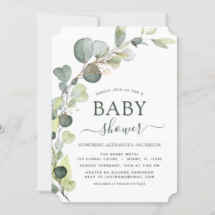 Baby Shower Greenery Eucalyptus Botanical Elegant Invitation