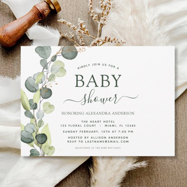 Baby Shower Greenery Eucalyptus Botanical Elegant Invitation (Creator Uploaded)