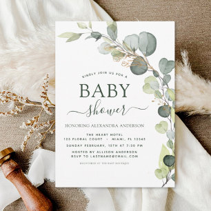 Baby Shower Greenery Eucalyptus Botanical Elegant Invitation