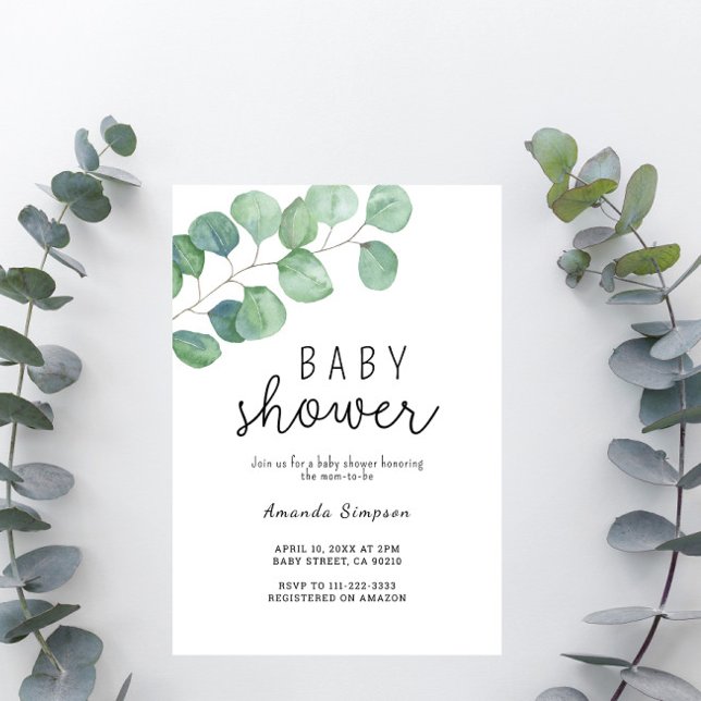 Baby Shower Greenery Eucalyptus  Invitation (Creator Uploaded)