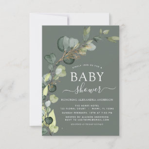 Baby Shower Greenery Eucalyptus Succulent Elegant Invitation