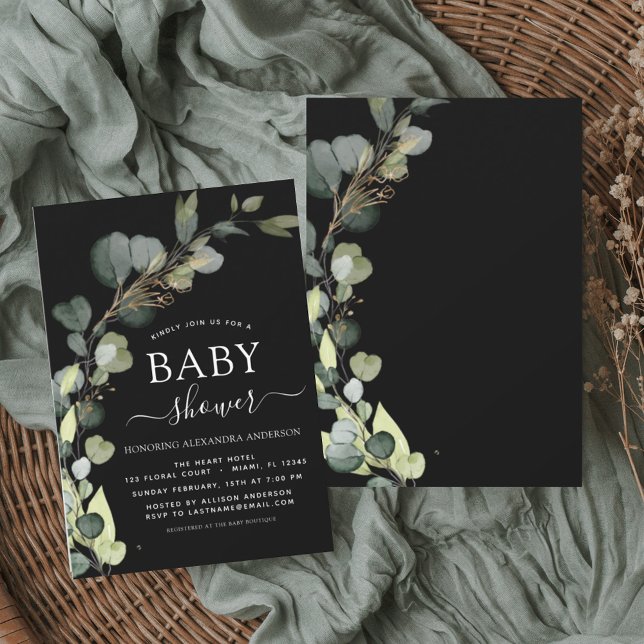 Baby Shower Greenery Eucalyptus Succulent Elegant  Invitation (Creator Uploaded)