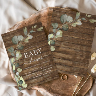 Baby Shower Greenery Eucalyptus Succulent Rustic Invitation