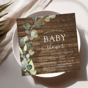 Baby Shower Greenery Eucalyptus Succulent Rustic Invitation