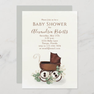 Baby Shower Greenery Modern Watercolor Eucalyptus Invitation