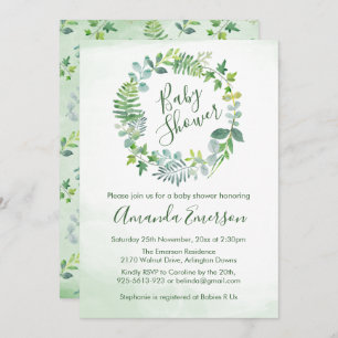 Baby Shower Greenery Wreath Botanical Invitation