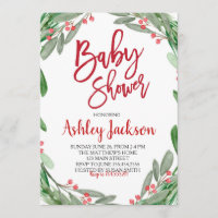Baby Shower Greenery Wreath Invitation