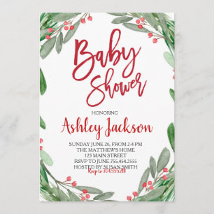 Baby Shower Greenery Wreath Invitation