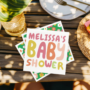 BABY SHOWER Groovy COLORFUL CUSTOM  Napkin