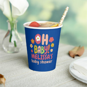 BABY SHOWER Groovy Daisies COLORFUL CUSTOM Paper Cups
