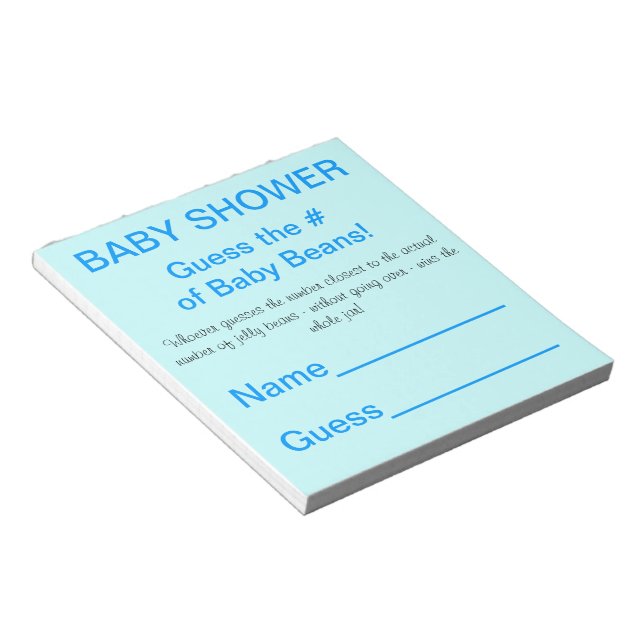 BABY SHOWER Guess Number of Baby Beans Game Blue Notepad (Angled)