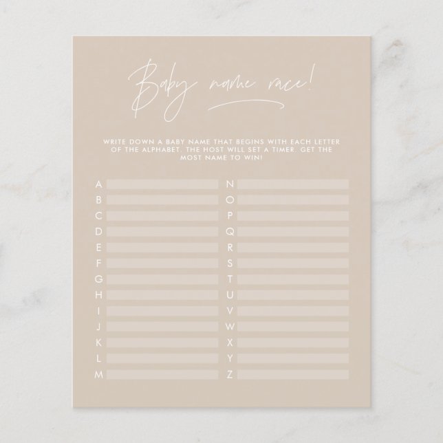 Baby shower guess the name modern beige (Front)