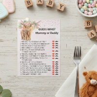 Baby Shower Guess Who Game Highland cow