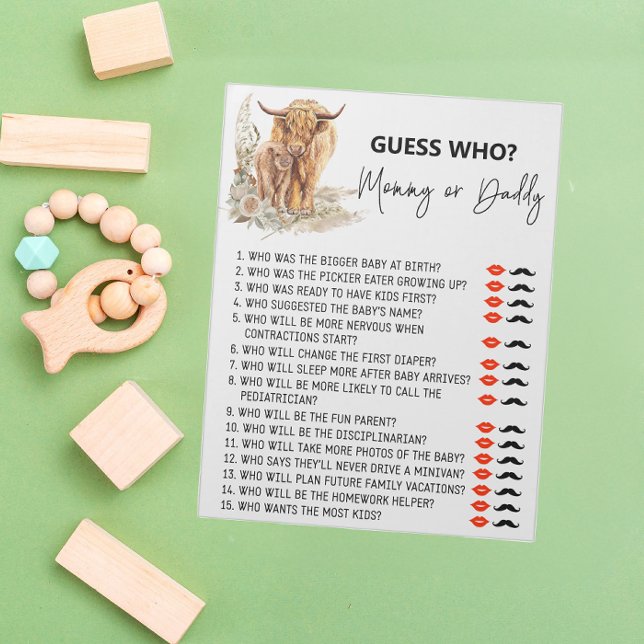 Baby Shower Guess Who Game Highland cow   Notepad (Creator Uploaded)
