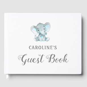 Baby Shower Guest Book, Blue Elephant Guest Book