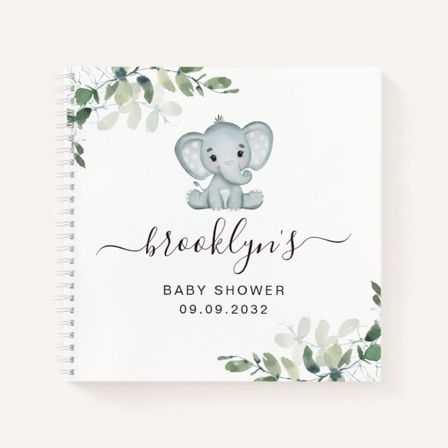 Baby Shower Guest Book | Elephant Eucalyptus (Front)