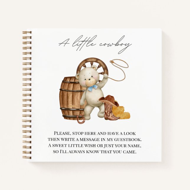 Baby Shower Guestbook Cowboy Rustic Country Notebook (Front)