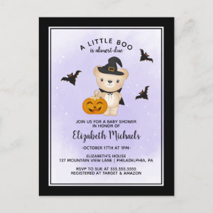 BABY SHOWER HALLOWEEN   A Little Boo Is Due Postcard