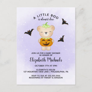 BABY SHOWER HALLOWEEN   A Little Boo Is Due Postcard
