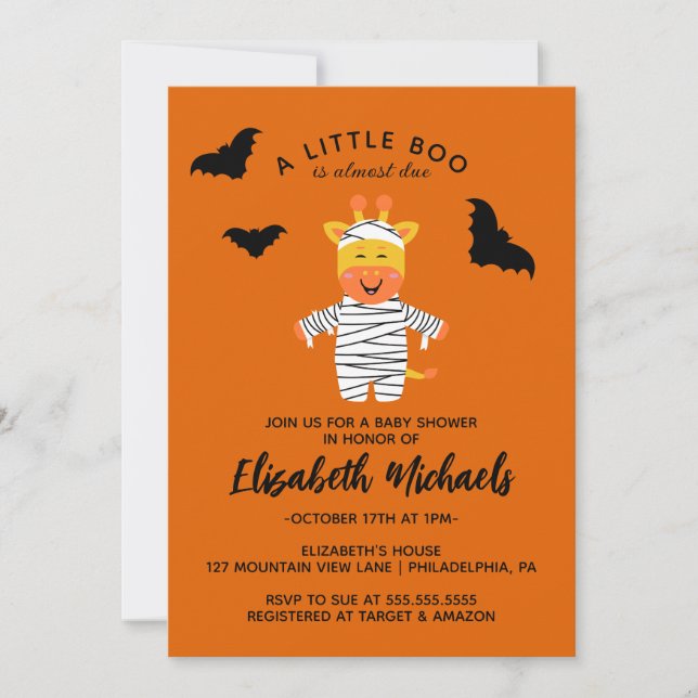 BABY SHOWER | Halloween Cute Mummy Giraffe Card (Front)
