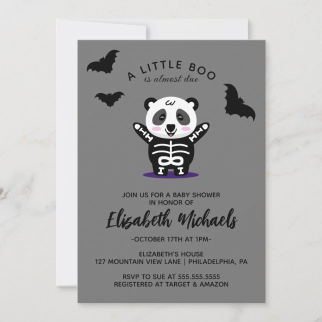 BABY SHOWER | Halloween Cute Mummy Panda Bear Card (Front)