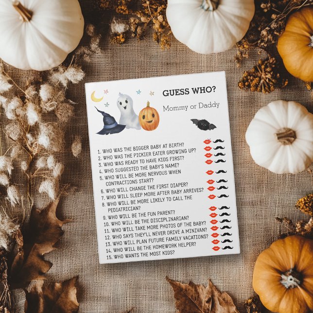 Baby Shower Halloween Ghost Guess Who Notepad (Creator Uploaded)