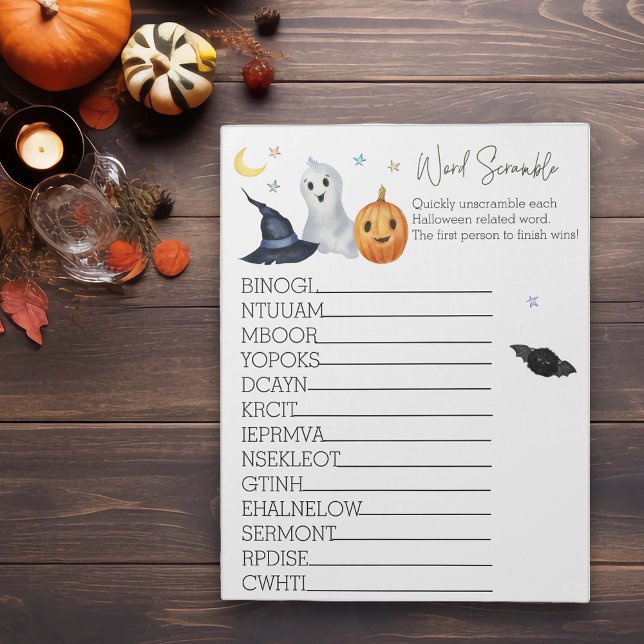 Baby Shower Halloween Ghost Word Scramble  Notepad (Creator Uploaded)