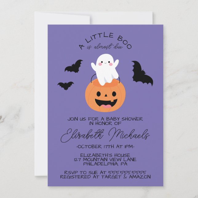 BABY SHOWER | Halloween Lil' Boo Ghost Card (Front)