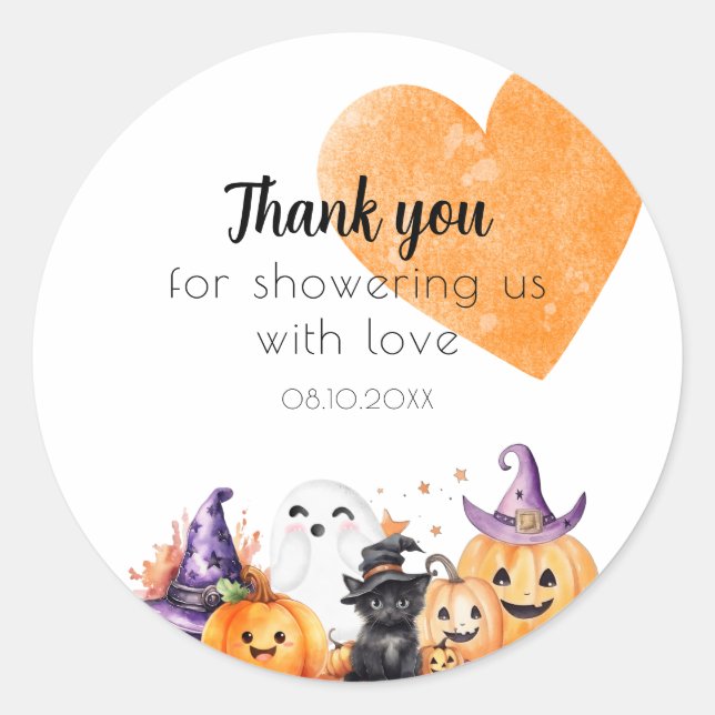 Baby Shower Halloween Thank you Classic Round Sticker (Front)