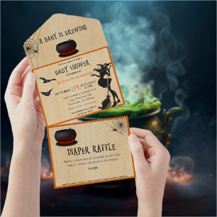 Baby Shower Halloween Witch Brewing All In One Invitation
