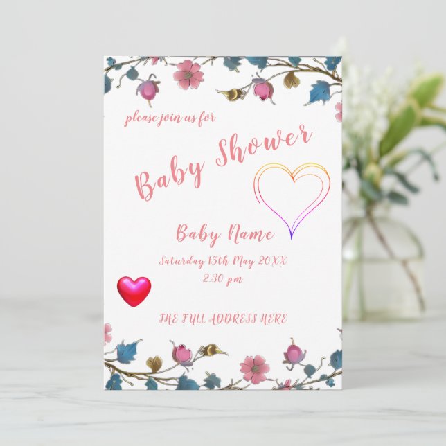 Baby Shower Heart Invitation (Standing Front)
